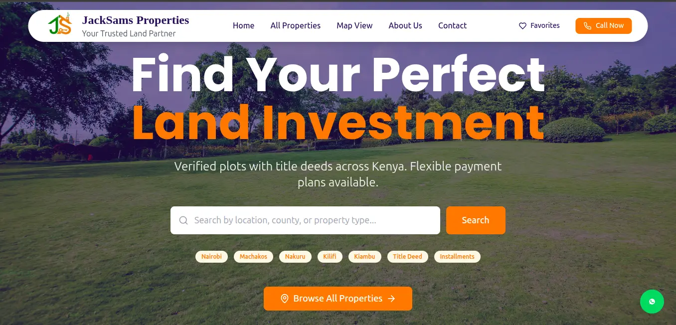 Land investment site preview